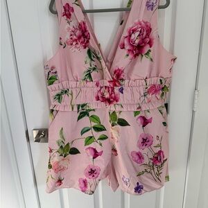 Floral Pink Sleeveless Romper